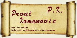 Prvul Komanović vizit kartica